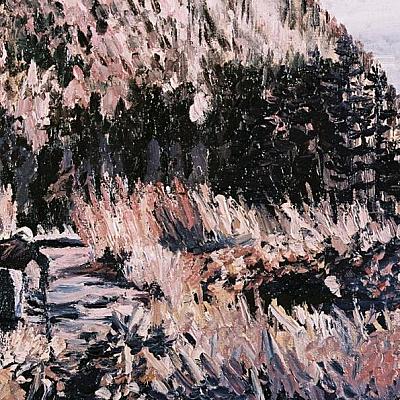 Tableau mauve-Petite vieille à la montagne